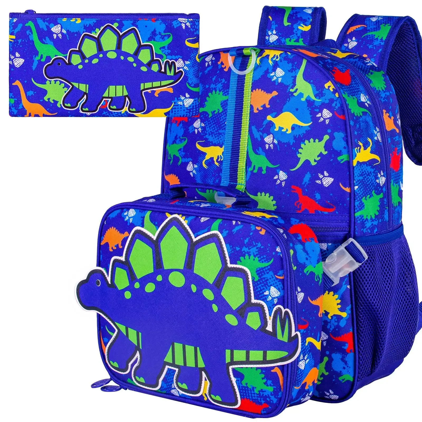 3 Piece Dinosaur Backpack Set For Boys 16 Bookbag With Lunch Box Elementary School