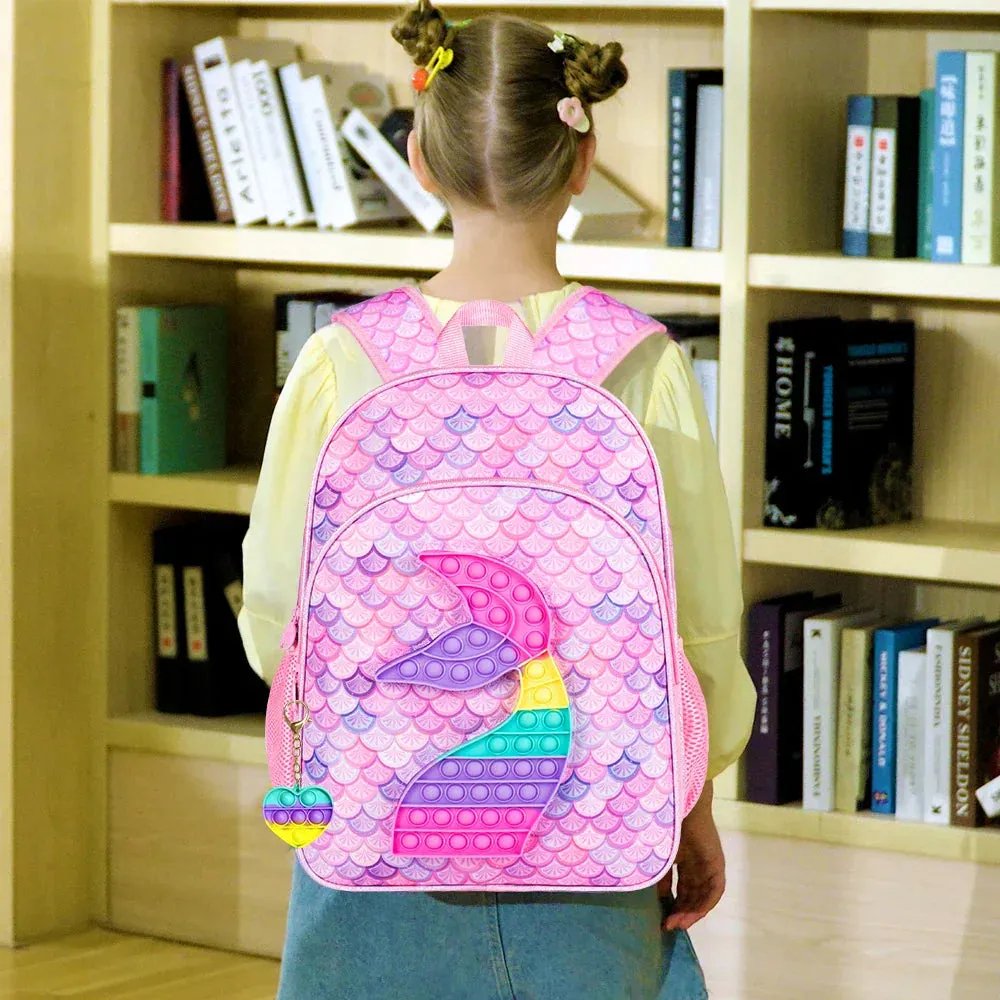 3 Piece Mermaid Backpack Set For Girls 16 Inch Little Kid Size With Lunch Box