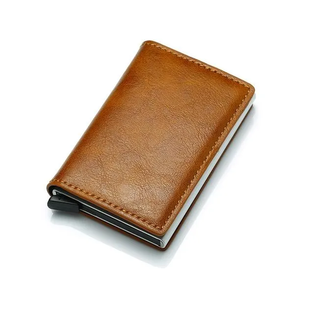 Anti Magnetic Rfid Leather Metal Wallet Universal Fit Black