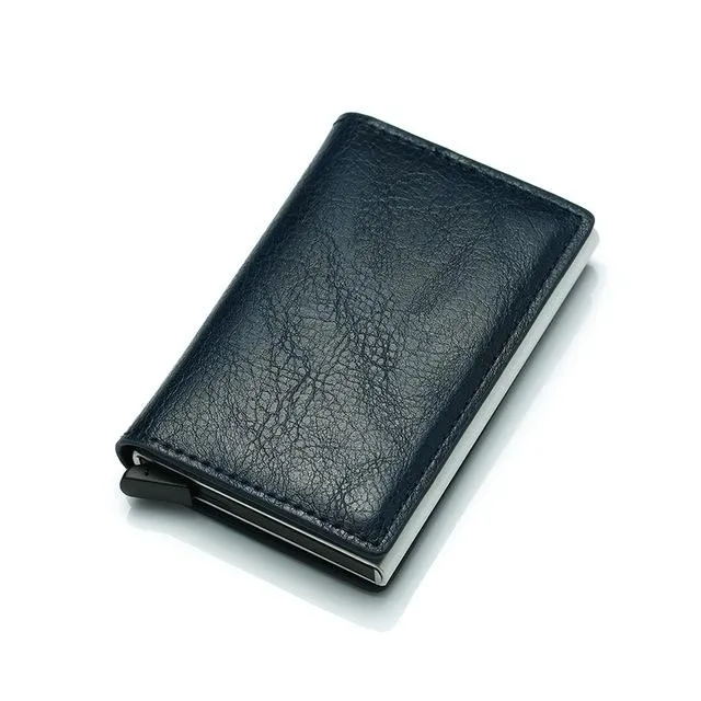 Anti Magnetic Rfid Leather Metal Wallet Universal Fit Black