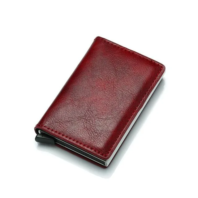 Anti Magnetic Rfid Leather Metal Wallet Universal Fit Black