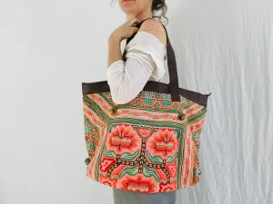 Large Vintage Hmong Embroidered Applique Bag from Thailand