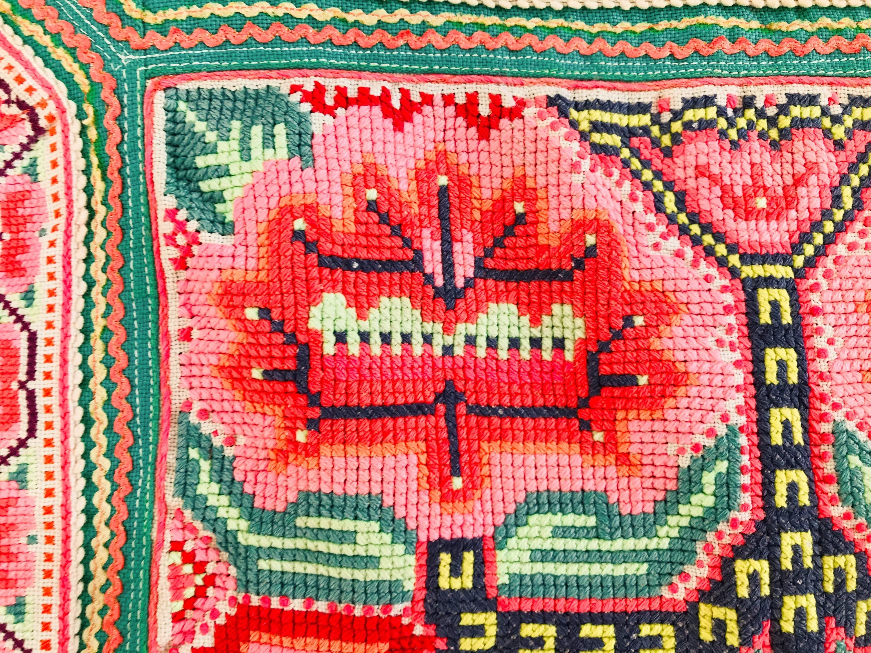 Large Vintage Hmong Embroidered Applique Bag from Thailand