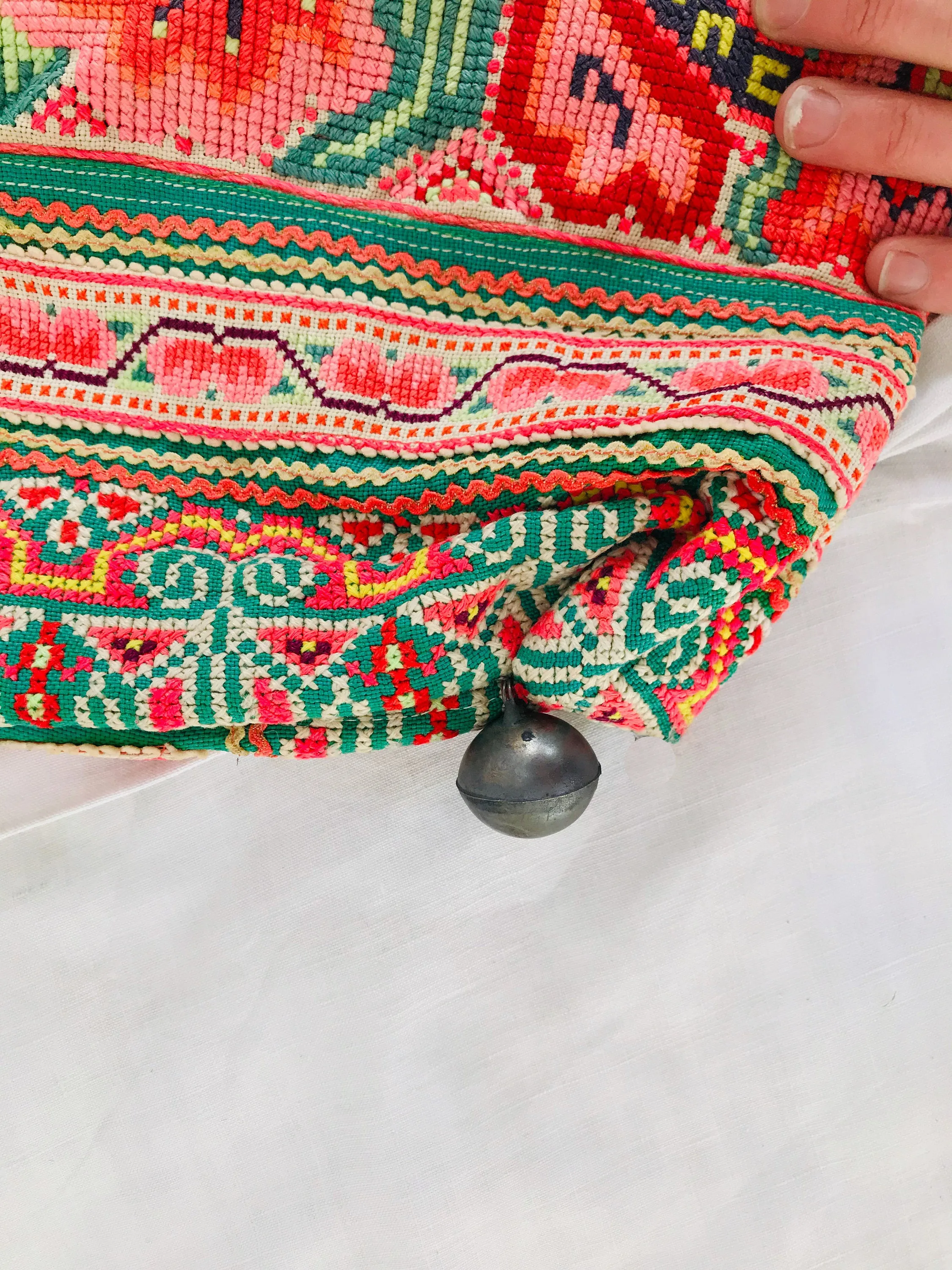 Large Vintage Hmong Embroidered Applique Bag from Thailand