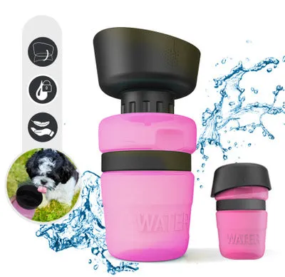 PetMate 2-in-1 Foldable Travel Dog Water Bottle & Dispenser (17.6 oz / 520ml) - Leakproof, Portable, and Easy to Use