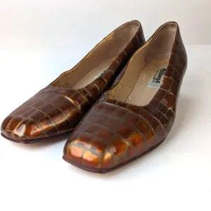 Vintage Melange Croc  Block Heels ,5.5
