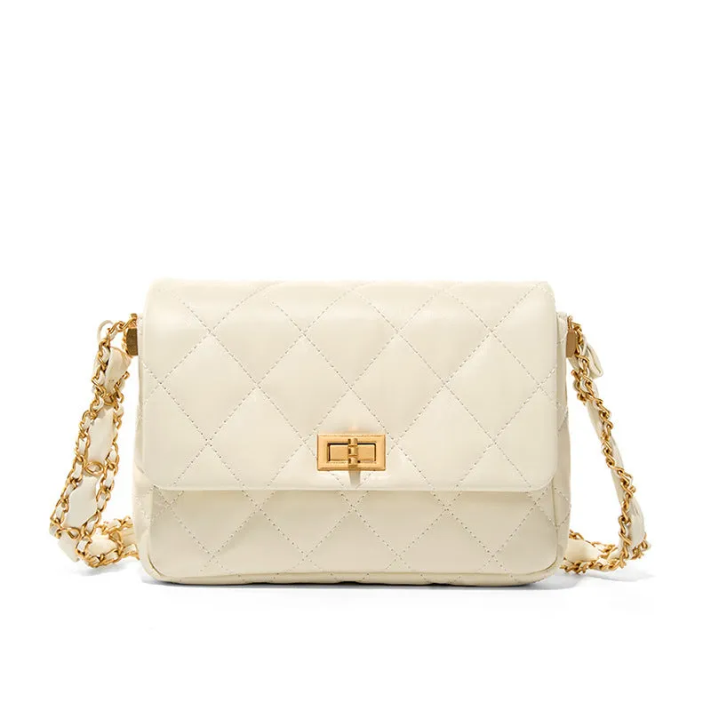 Women Classic Leather Chian Strap Cross Body Bag