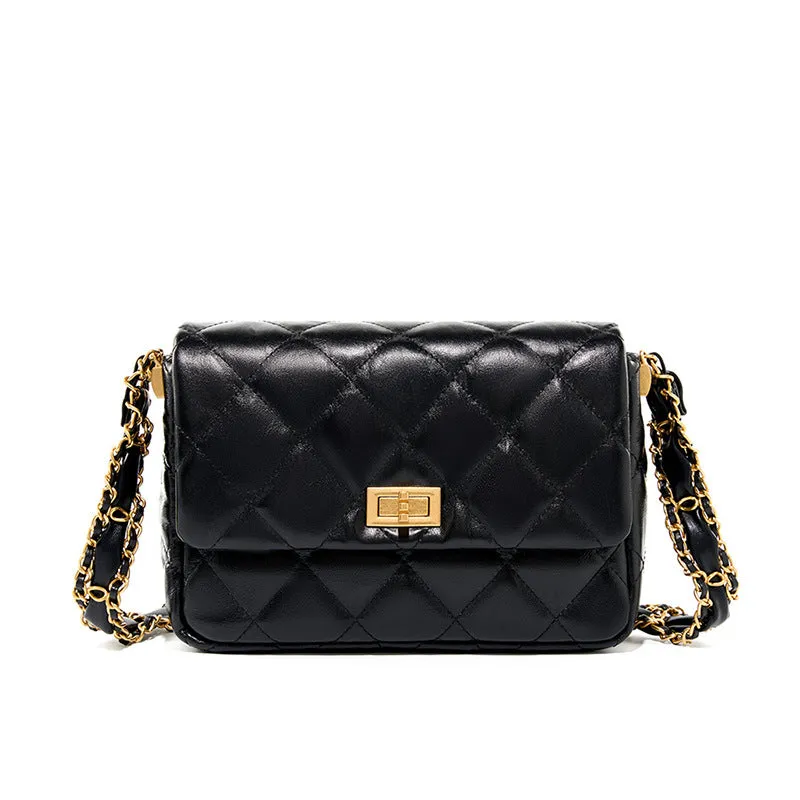 Women Classic Leather Chian Strap Cross Body Bag