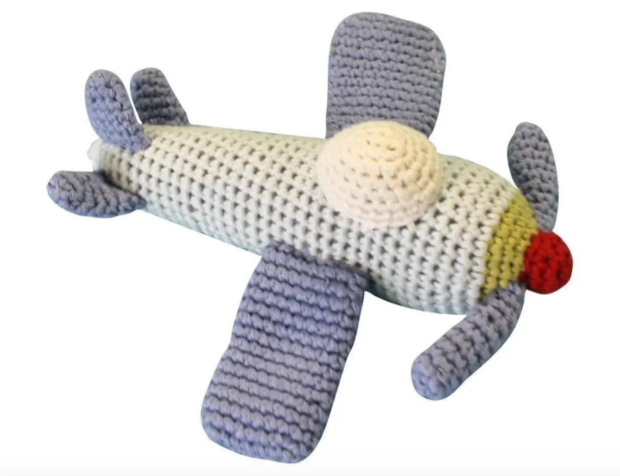 Zubels Airplane Crochet Rattle 6"